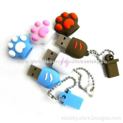 Custom Cat Claw-shaped Thumb Drive, Made of Soft PVC Material, OEM Orders Welcomed